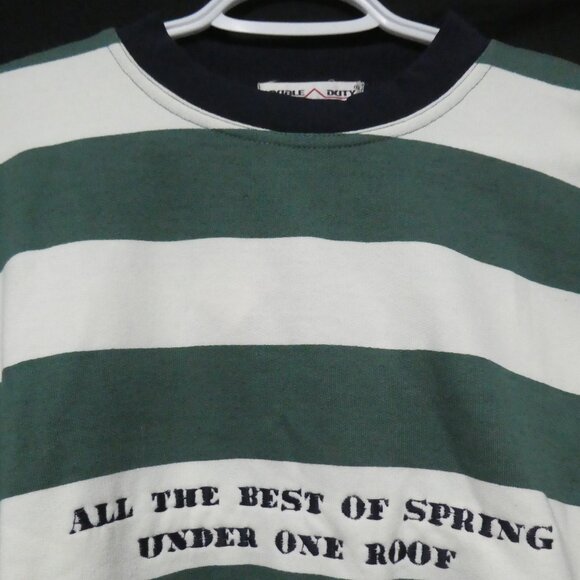 DOUBLE DUTY | large | Green and White Striped Crew Neck Sweatshirt | NWOT - Picture 4 of 16